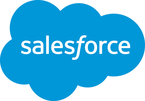 Salesforce Logo The Salesforce logo featuring white lowercase text "salesforce" centered within a bright blue cloud shape, symbolizing cloud-based solutions.